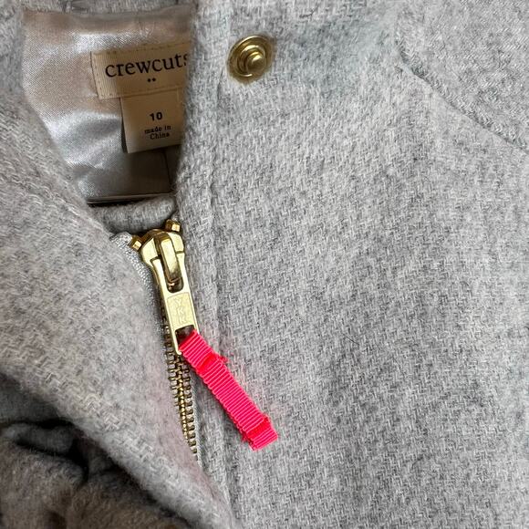 CREWCUTS Wool Blend Bow Front Coat in Gray Classic Dressy Winter Girls Size 10 - Picture 4 of 11